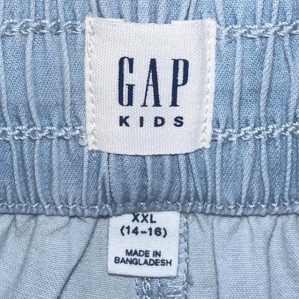 NWT Gap Kids Girls Chambray Light Blue Cotton Pull On Easy Shorts Size XXL 14/16